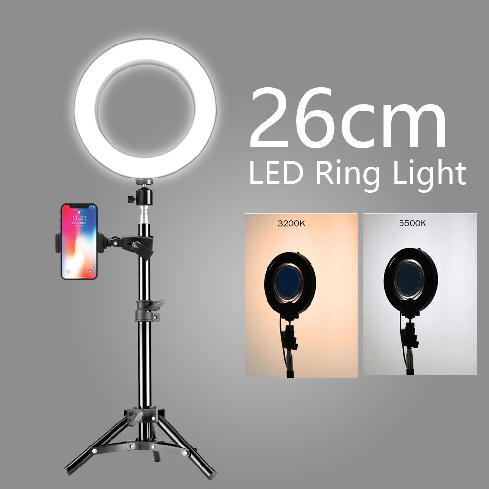 TENWISH LED Dimmable 10inch/26cm 6inch/16cm Camera Video Ring