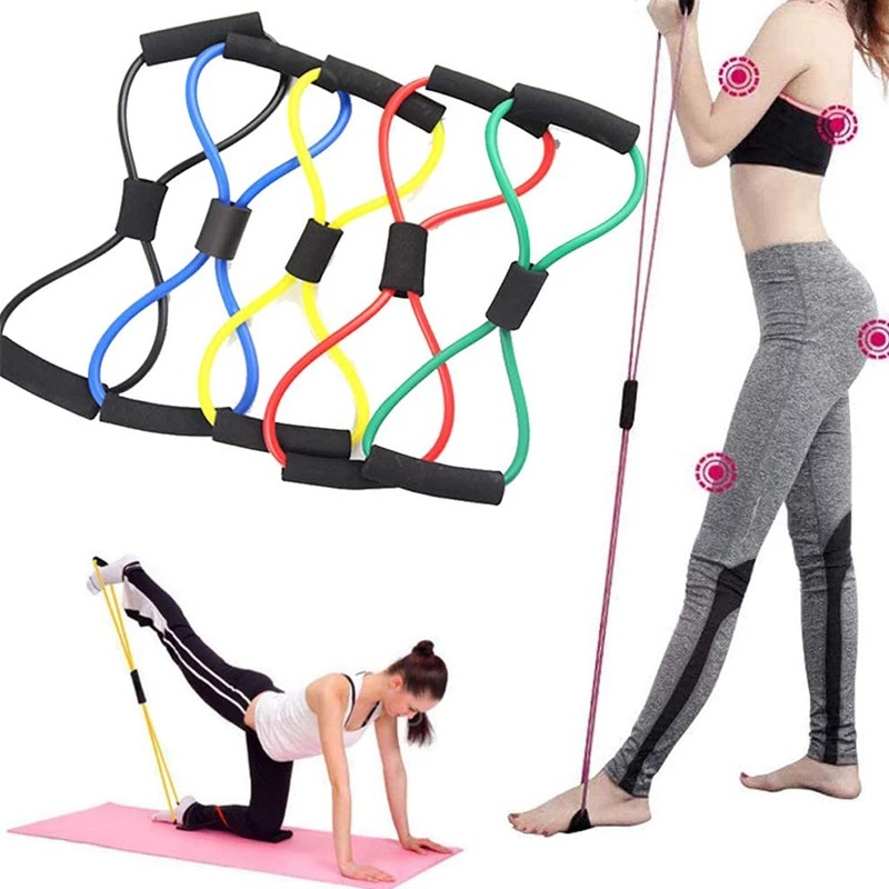 8Type Elastic Tension Rope Gym Fitness Sport Rubber Loop Pull Rope