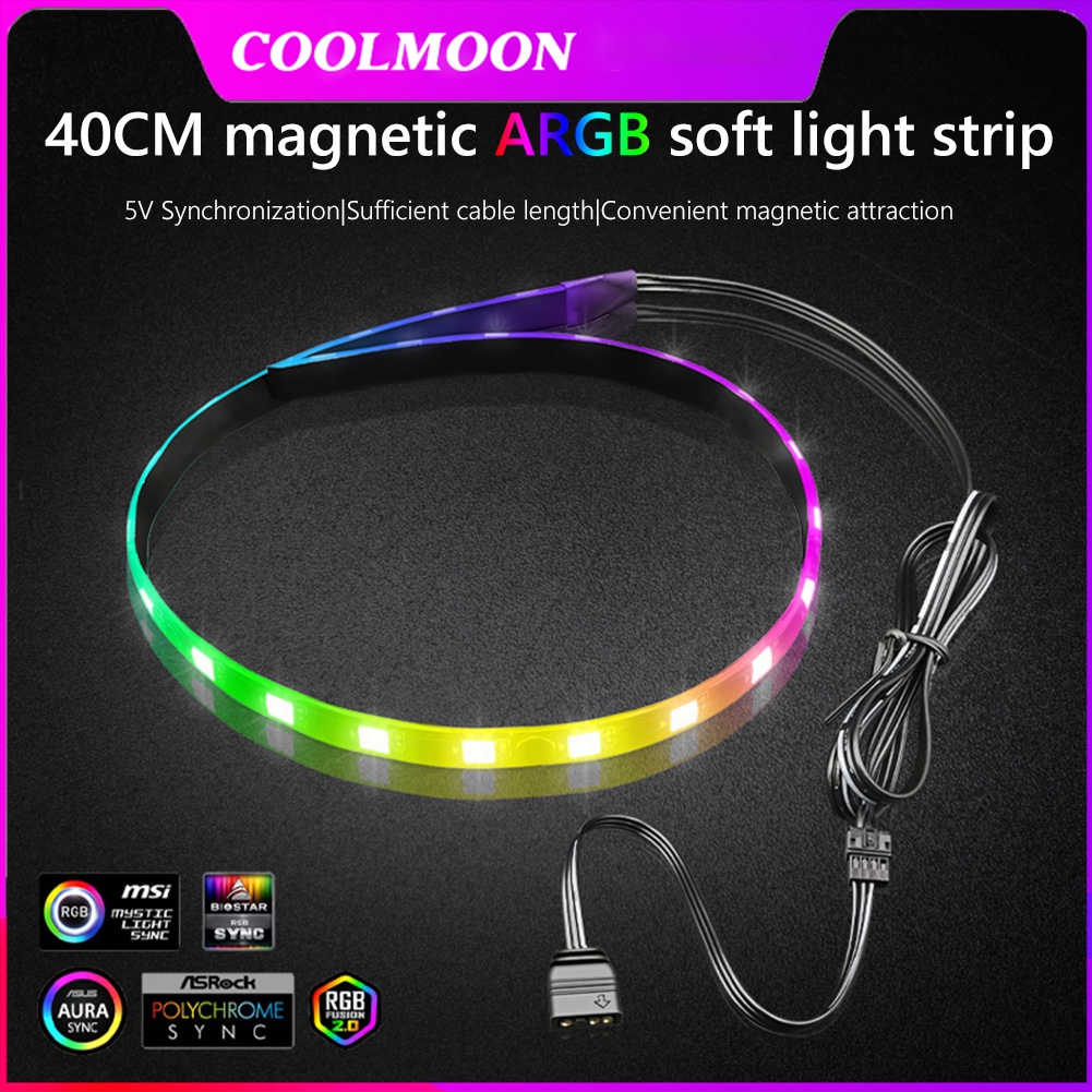 30cm Aluminum Alloy RGB PC Case LED Strip Magnetic Computer Light Bar  5V/3PIN ARGB Motherboard Light-Strip PC Game Light DIY