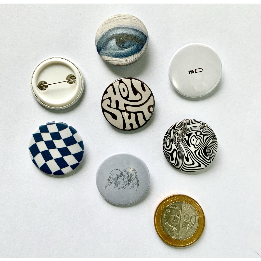 1.25” Aesthetic Button Pin, Matte Glittery