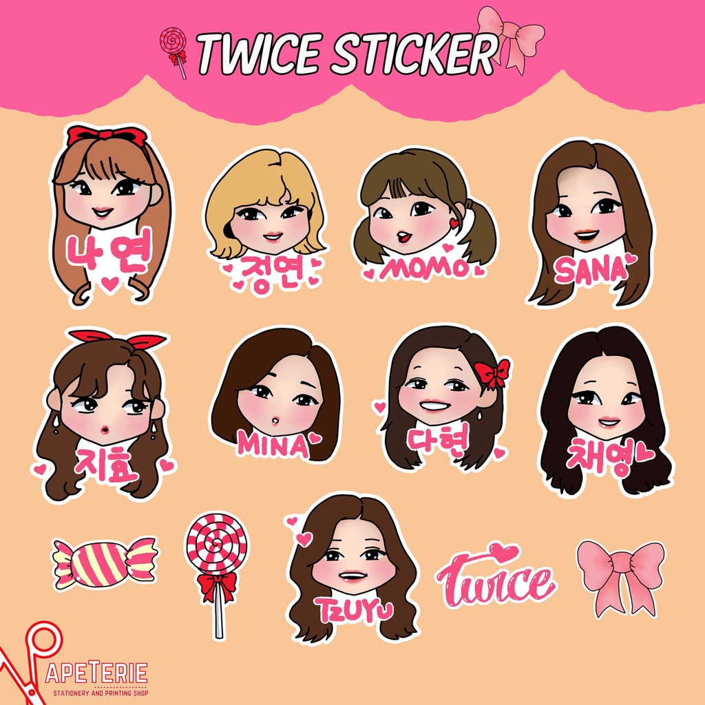 Cartoon Twice Sticker, Twice Lovely Stickers, Twice Kpop Stickers