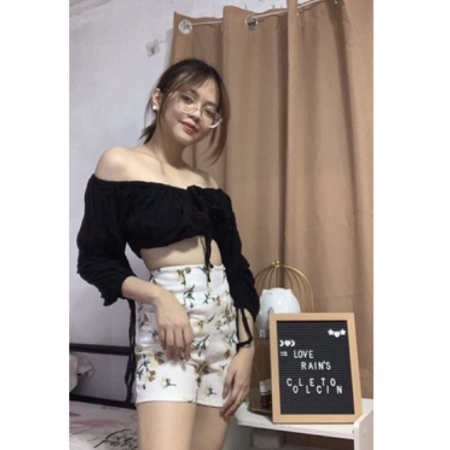 Korean crop top outfit sale