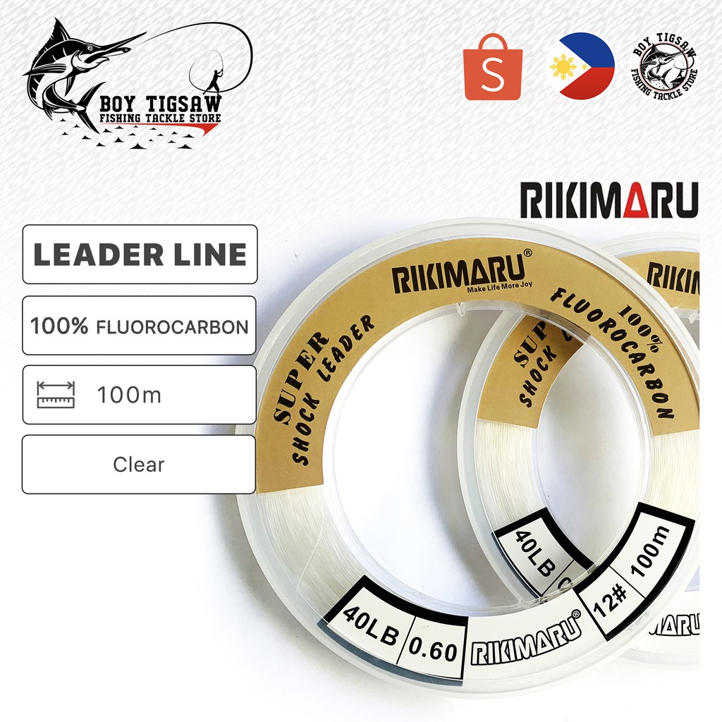 100m 40lb/50lb/60lb/80lb Rikimaru Japanese 100% Fluorocarbon Shock Leader  Clear Jigging Fishing Line
