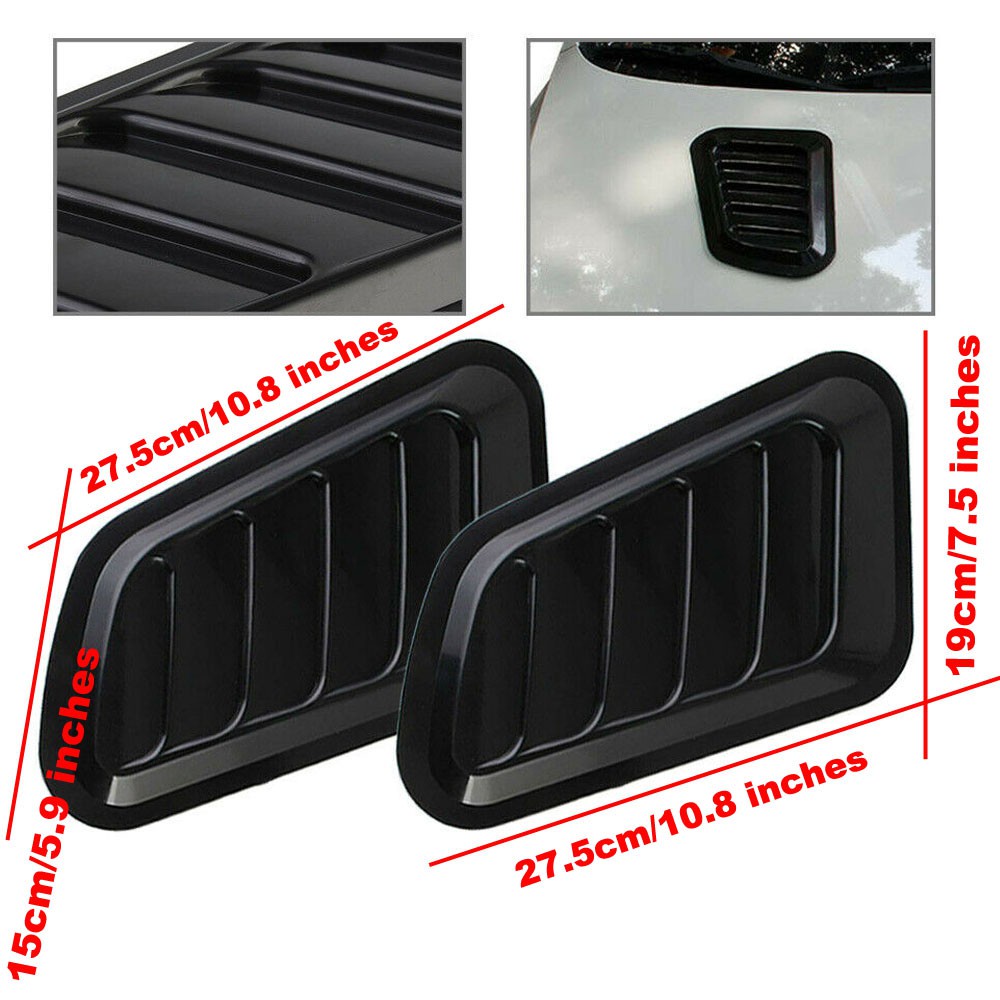 2pcs/set Universal Fit ABS Gloss Black Car Air Flow Intake Scoop