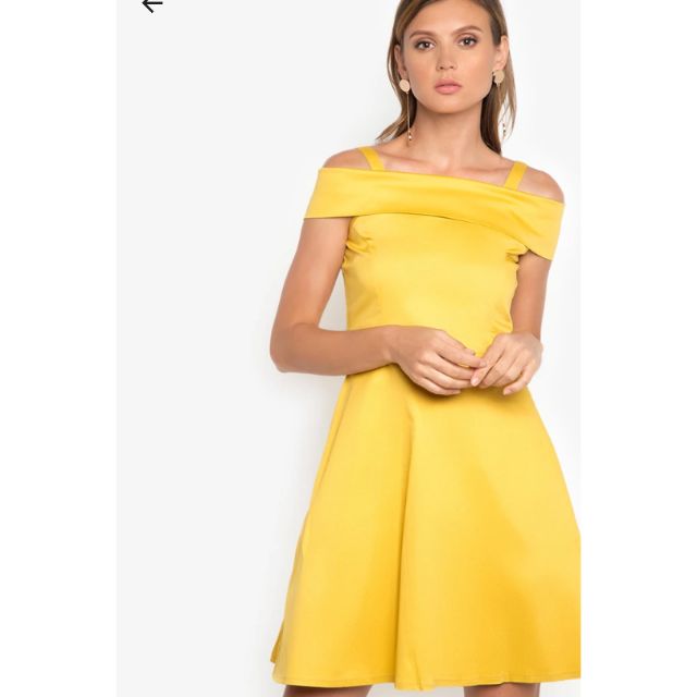 Yellow off the shoulder best sale skater dress