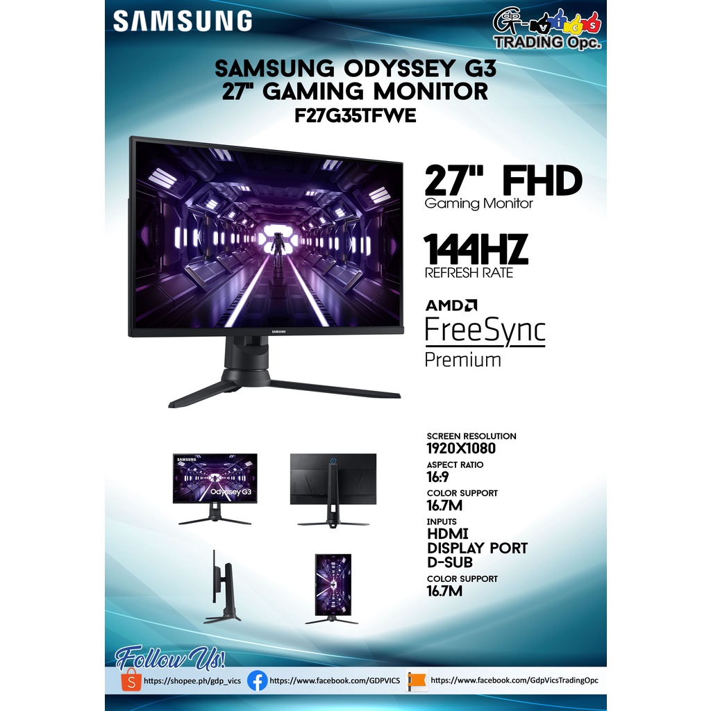 SAMSUNG ODYSSEY G3 27 Full HD - 144 Hz - AMD FreeSync