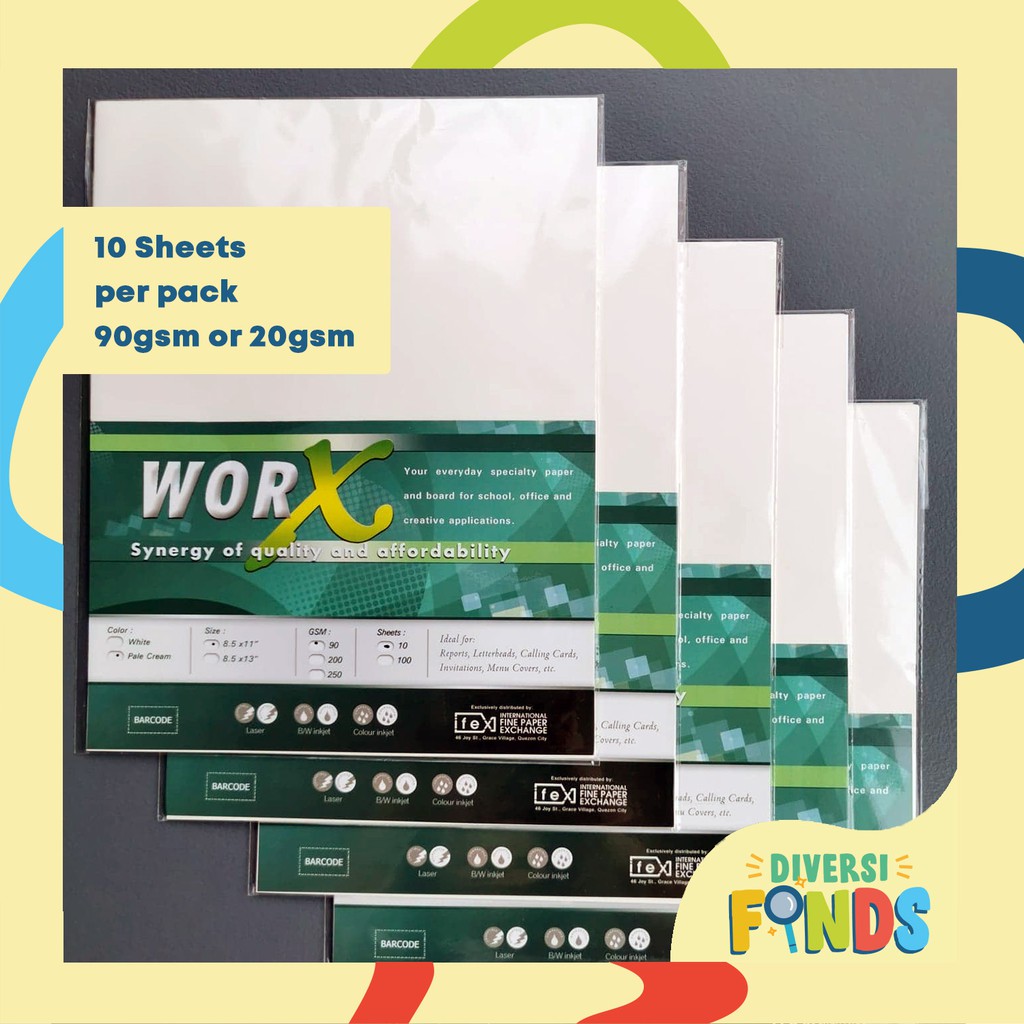 1PACK Worx Specialty Board Paper 90 180 200 250 gsm White Pale