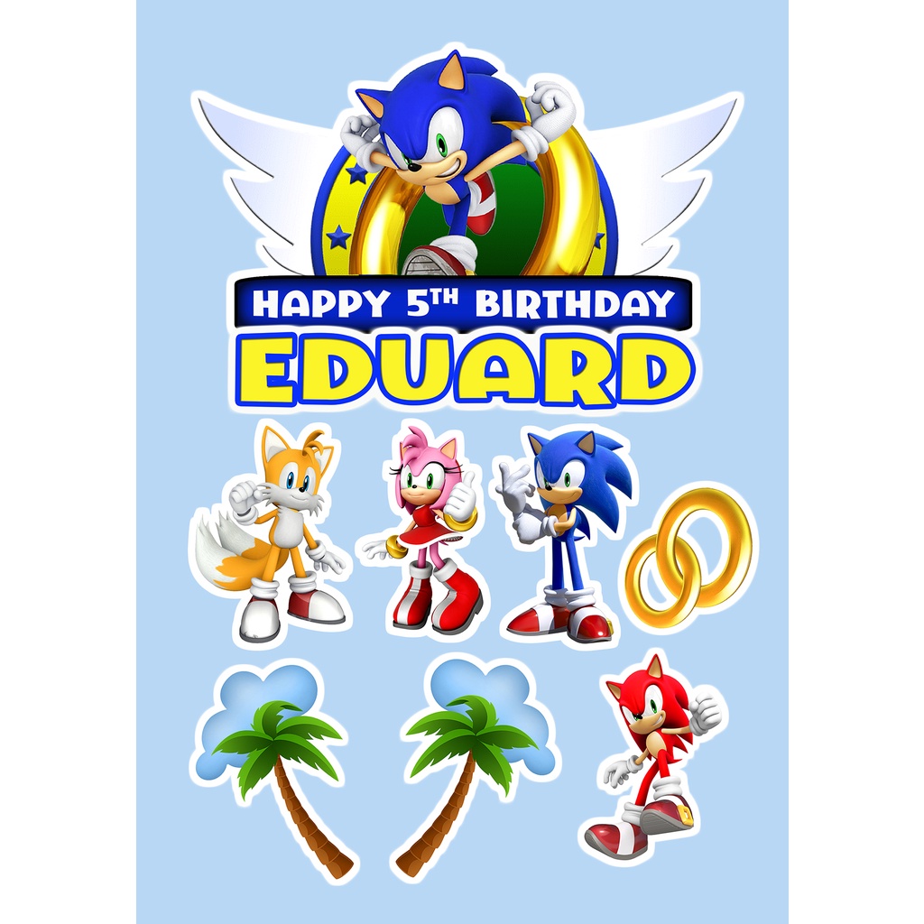 SONIC THE HEDGEHOG CAKE TOPPER PERSONALIZED with NAME and AGE ONLY