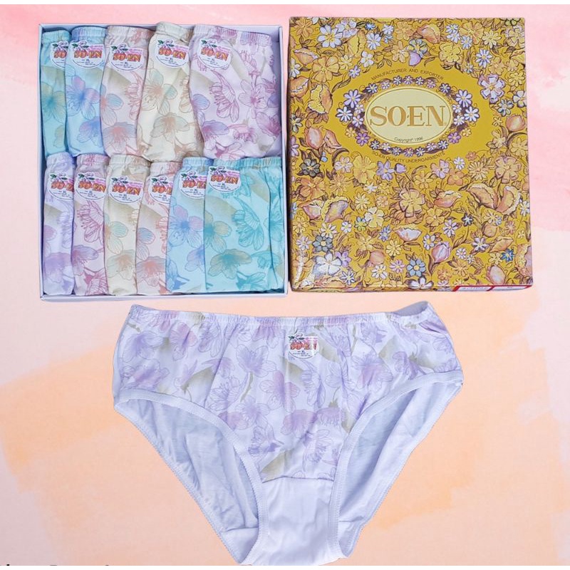 1 Box of 12 Ladies SOEN Big Flower Design Women's Underwear