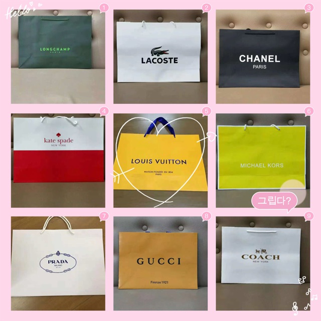 Paper bag branded items - longchamp, LV, chanel