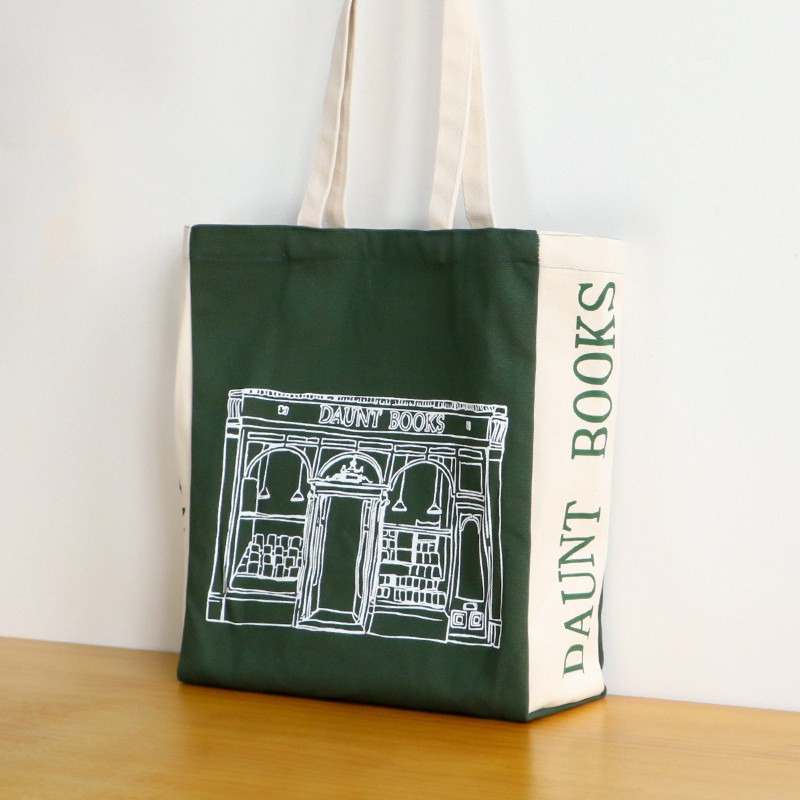 Canvas bag London Daunt Books Bookshop Tote Handbag Retro green