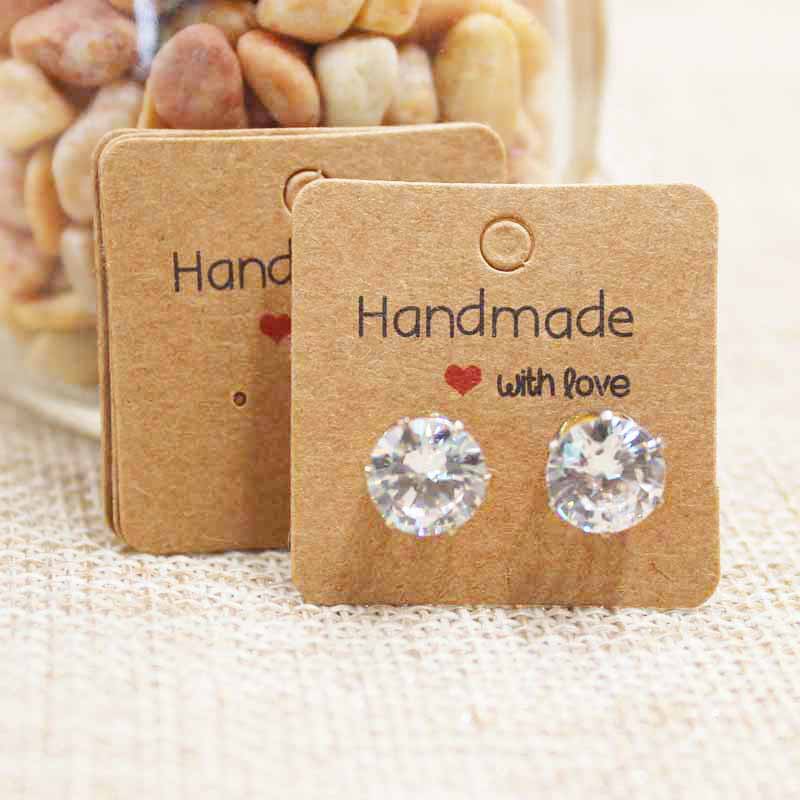 100pcs 5x4cm Fashionable Earring Packaging Card In Various Styles