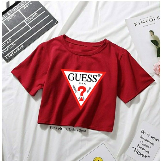 Guess Crop Top Cotton Casual Women T shirt Shopee Philippines