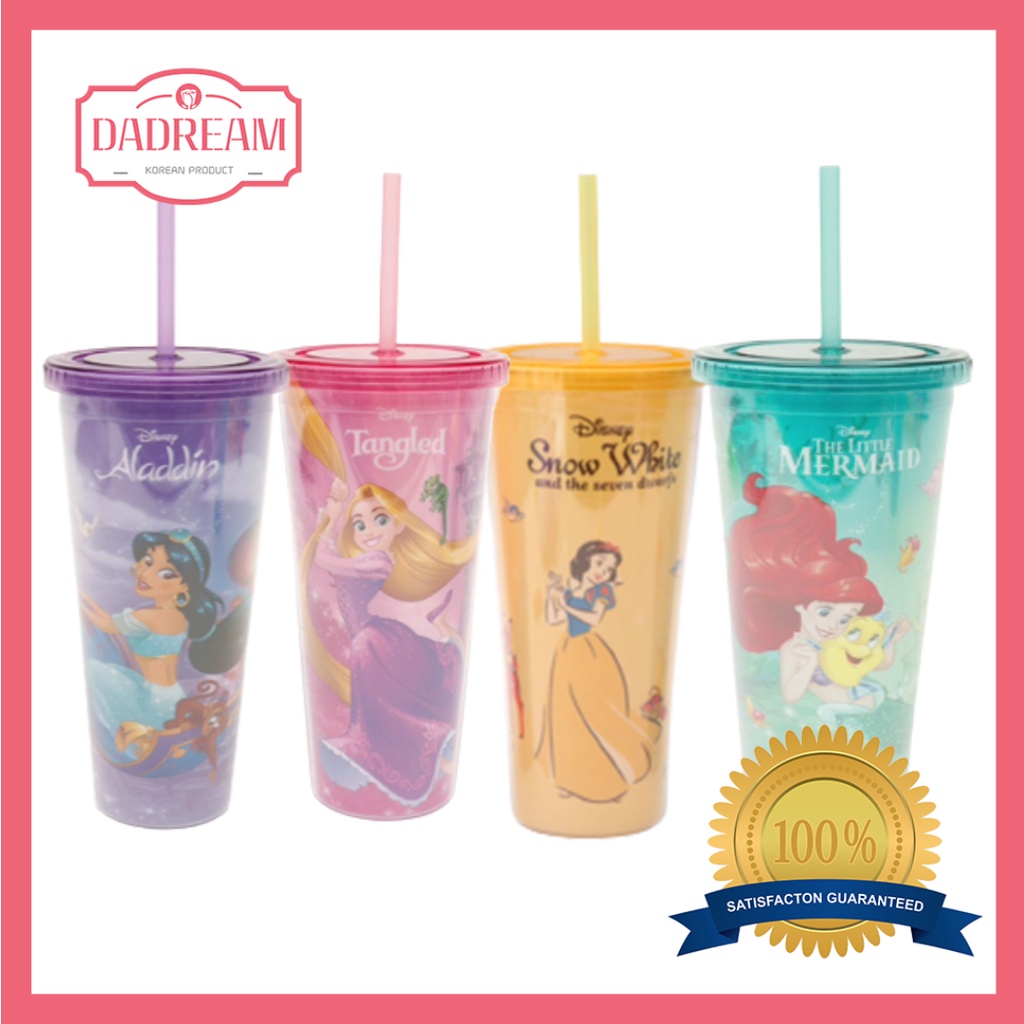 DAISO KOREA X DISNEY PRINCESS tumbler, Straw Water Bottle 650ml