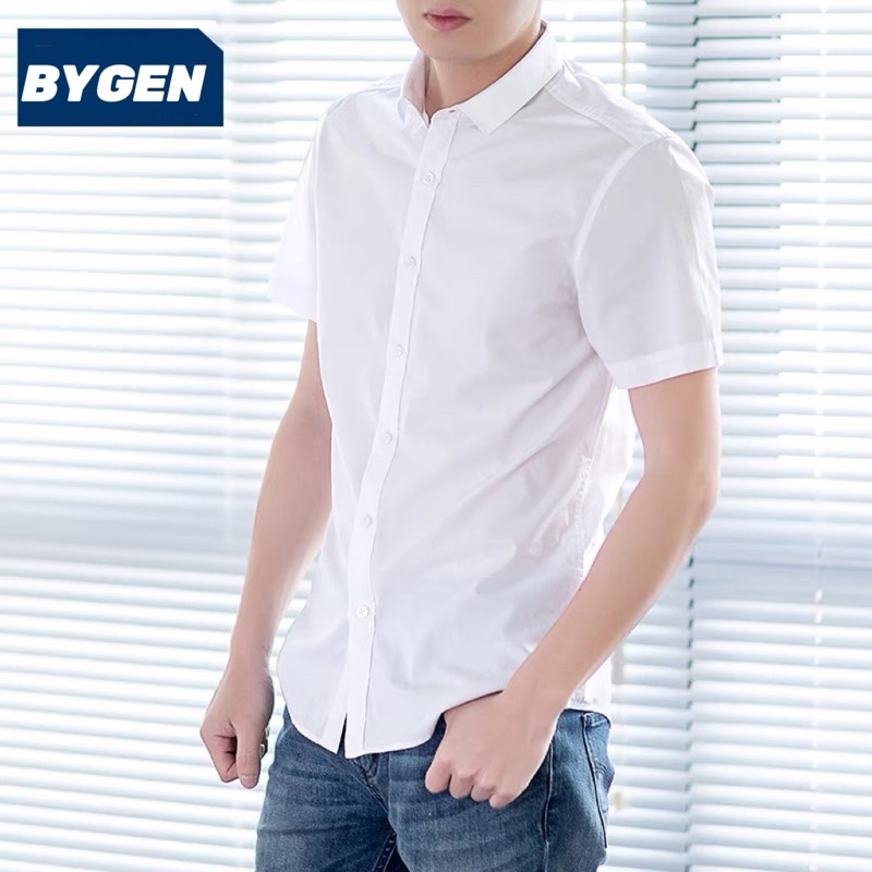 White Plain Short Sleeve Polo For Men Korean Style Shopee