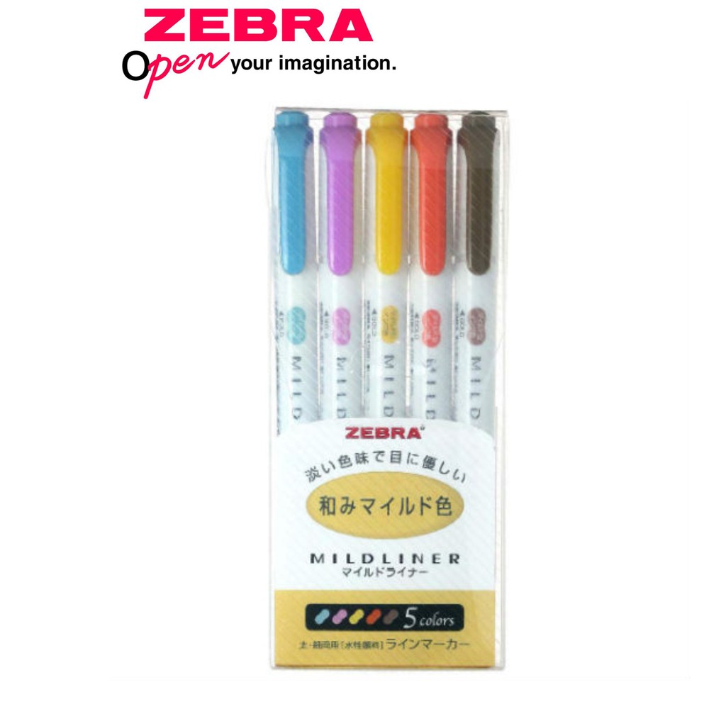 Zebra Highlighter Mildliner 5 Bright Color Set WKT7-N-5C