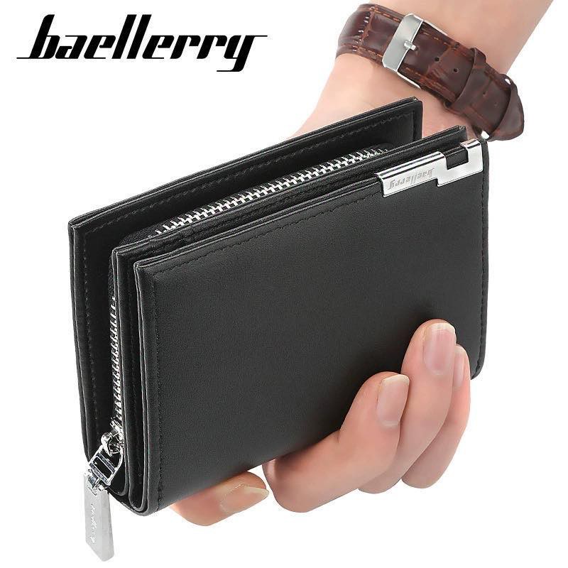 baellerry Men short Wallets Leather zipper Wallet Purses For Men gift