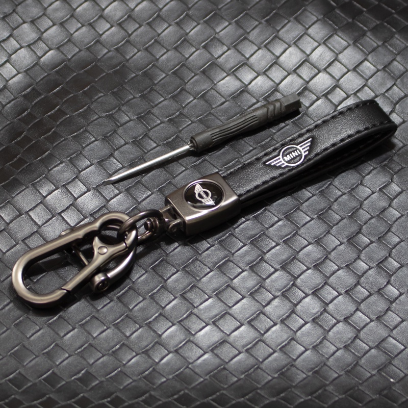 Mini cooper leather hot sale key ring