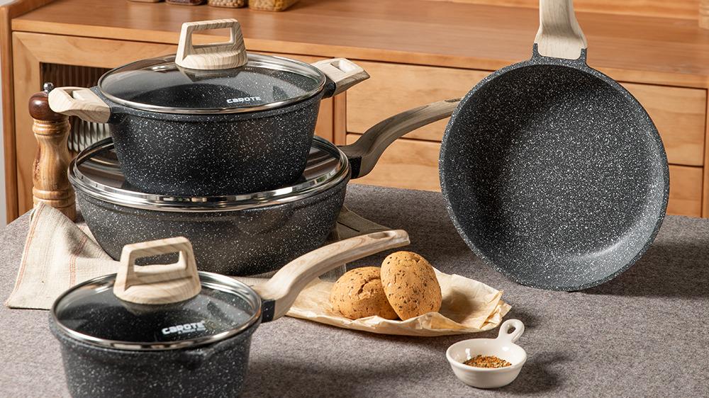 CAROTE Non Stick Dutch Oven with Lid, Nonstick Stock Pot Soup Pot, Granite  Cooki