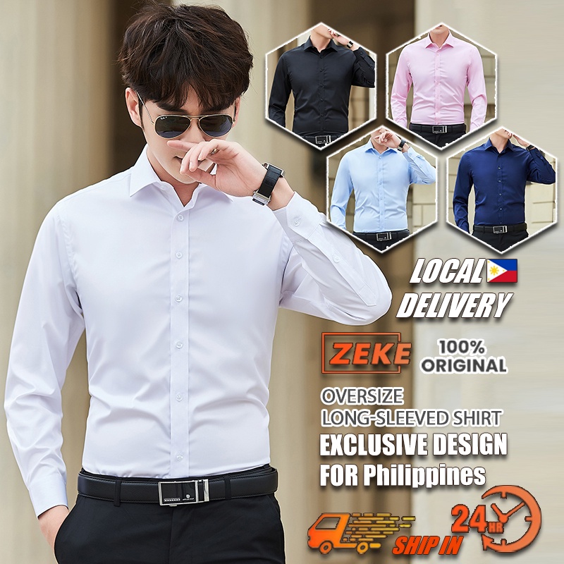 Men Shirt Long Sleeve Shirt Classic Korean Men's Plain Casual Fashion  Business Formal Polo