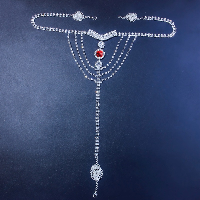 Sexy Rhinestone Waist Body Chain Jewelry Crystal Thong Panties