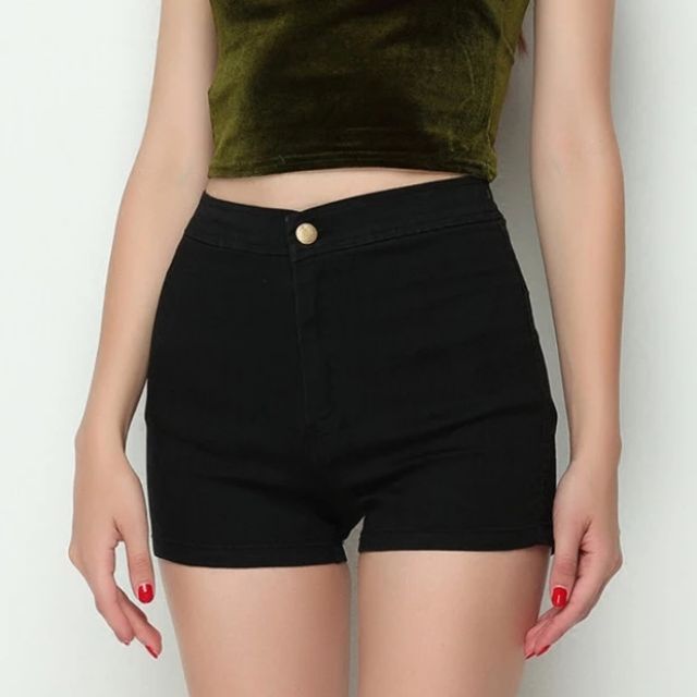 Black denim shorts high hot sale waisted