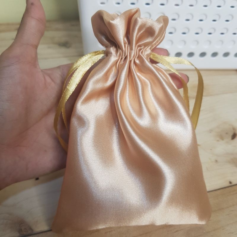 Satin Silk Drawstring Pouch Costumize Size Available Shopee