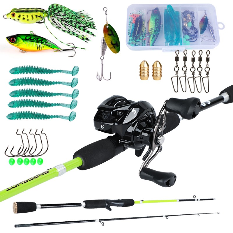 Sougayilang Fishing Rod and Reel Set 1.8M 2 Parts Fishing Rod Cutting and  12 + 1BB 7.2: 1 High Speed Gear Ratio Baitcasting Fishing Combo Fishing  Lures Full Set for Bass Carp