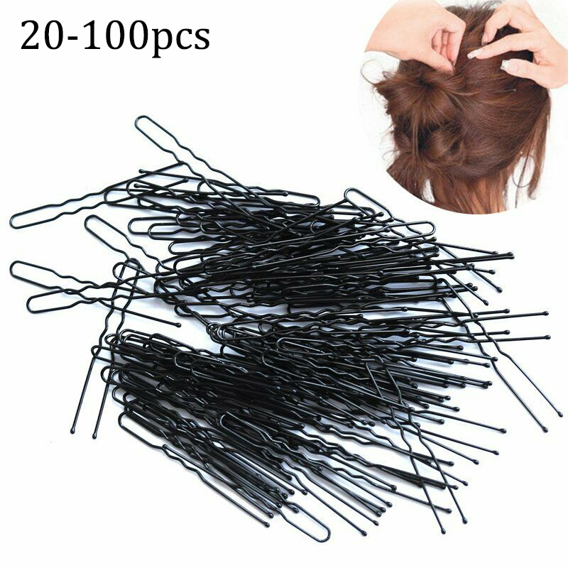 20 100pcs Wholesale Black Bun Pins Women Girl Bob Kirby Hair Grips Pack Of Slides Wavey Bobby Styling Shopee Philippines