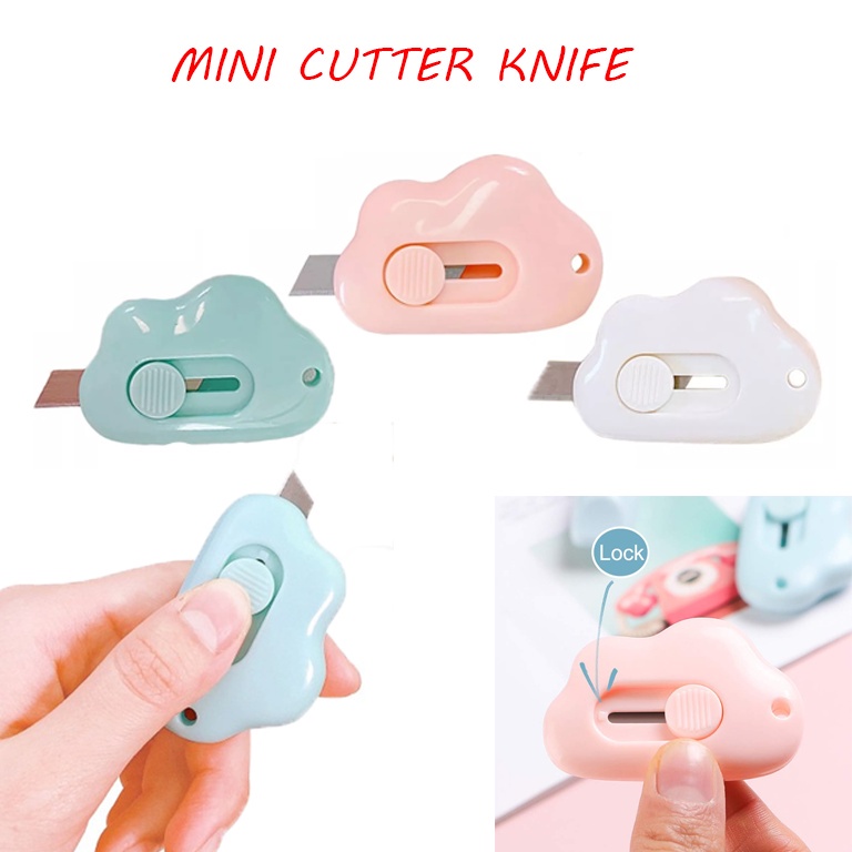 3PCS Mini Cloud Shaped Utility Knife, Portable Retractable Box Cutter  Letter Opener with Key Chain Hole, Safety Package Box Opener (Pink White  Blue)