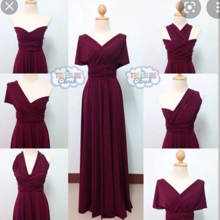 Maroon Infinity Dress Floorlength with Attached Tube kids Freesize