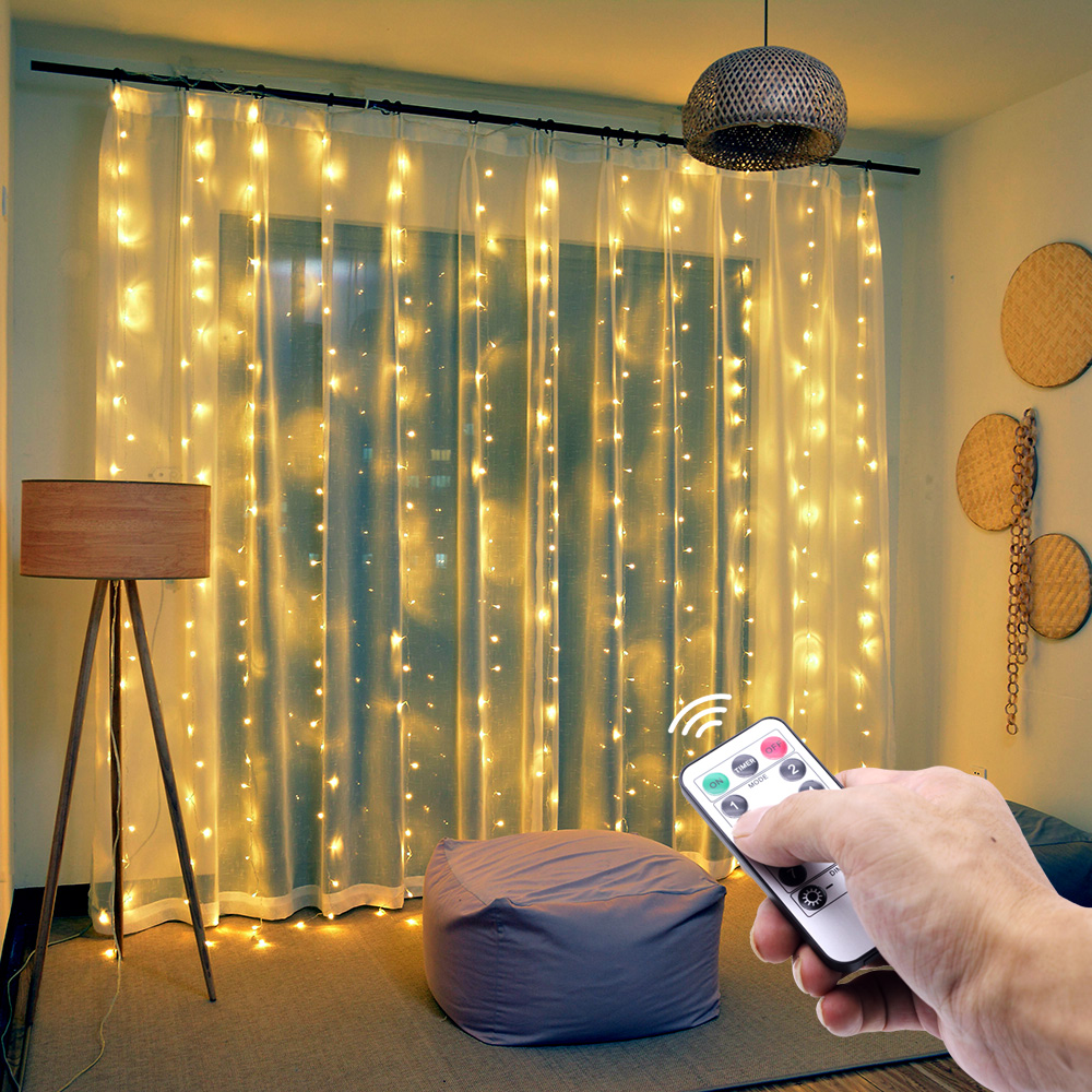 Remote Control LED Window Curtain String Lights/Christmas Wedding ...