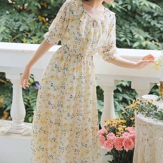 Chiffon sales korean dress