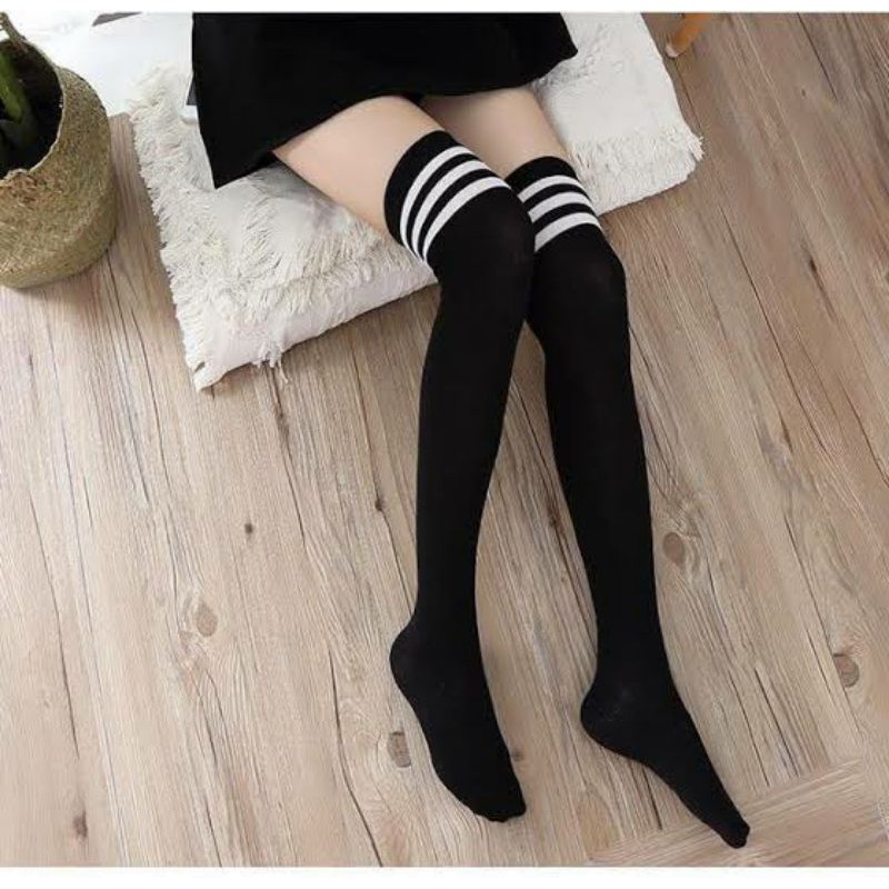 Ladies black over on sale the knee socks