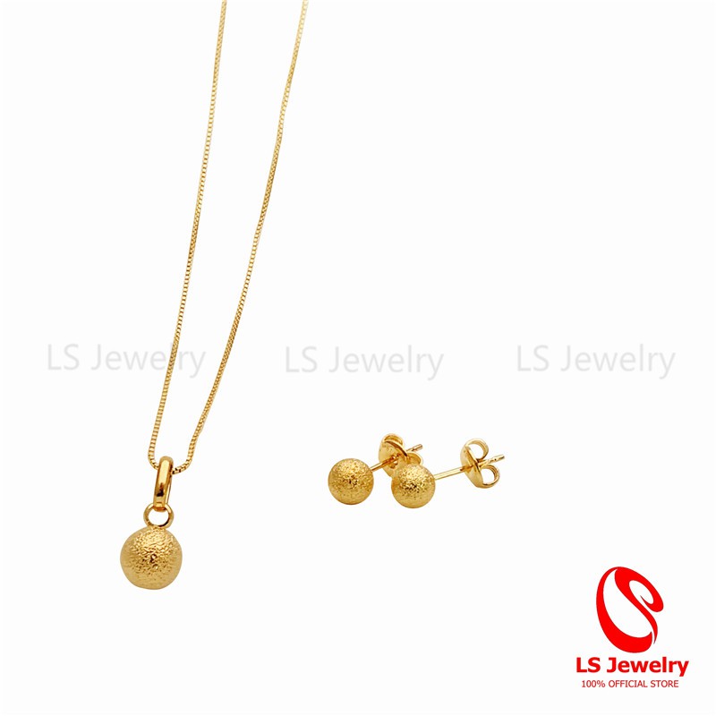 LS jewelry 24K Bangkok Gold Necklace Earrings Jewelry Set for
