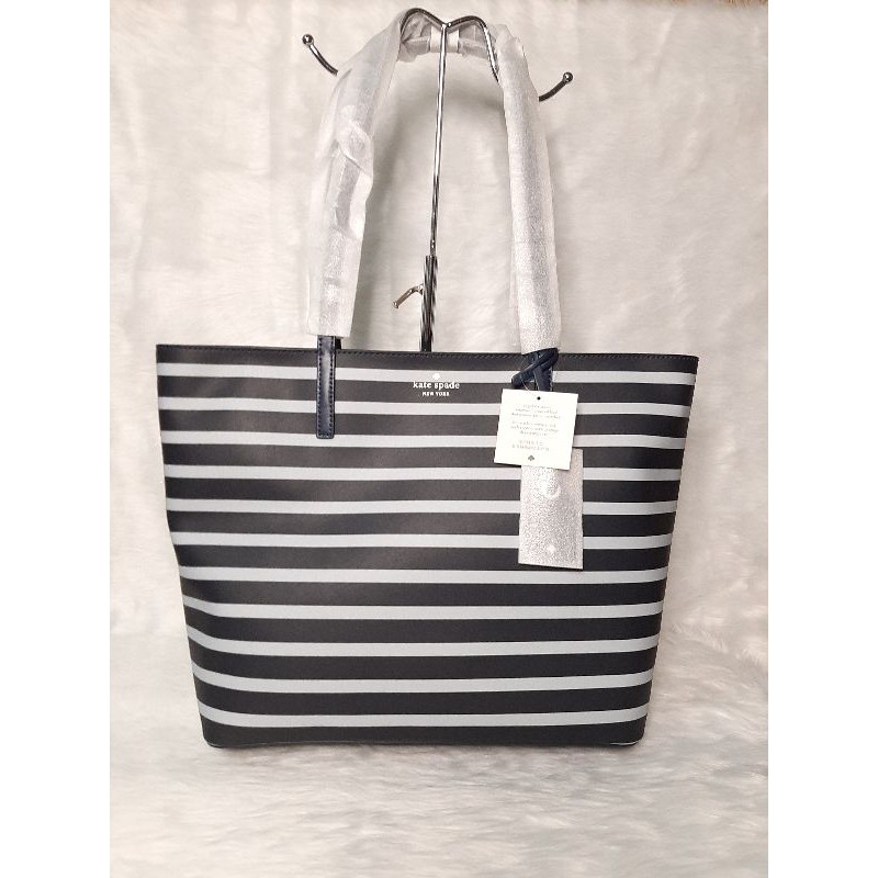 Kate spade black discount and white striped tote