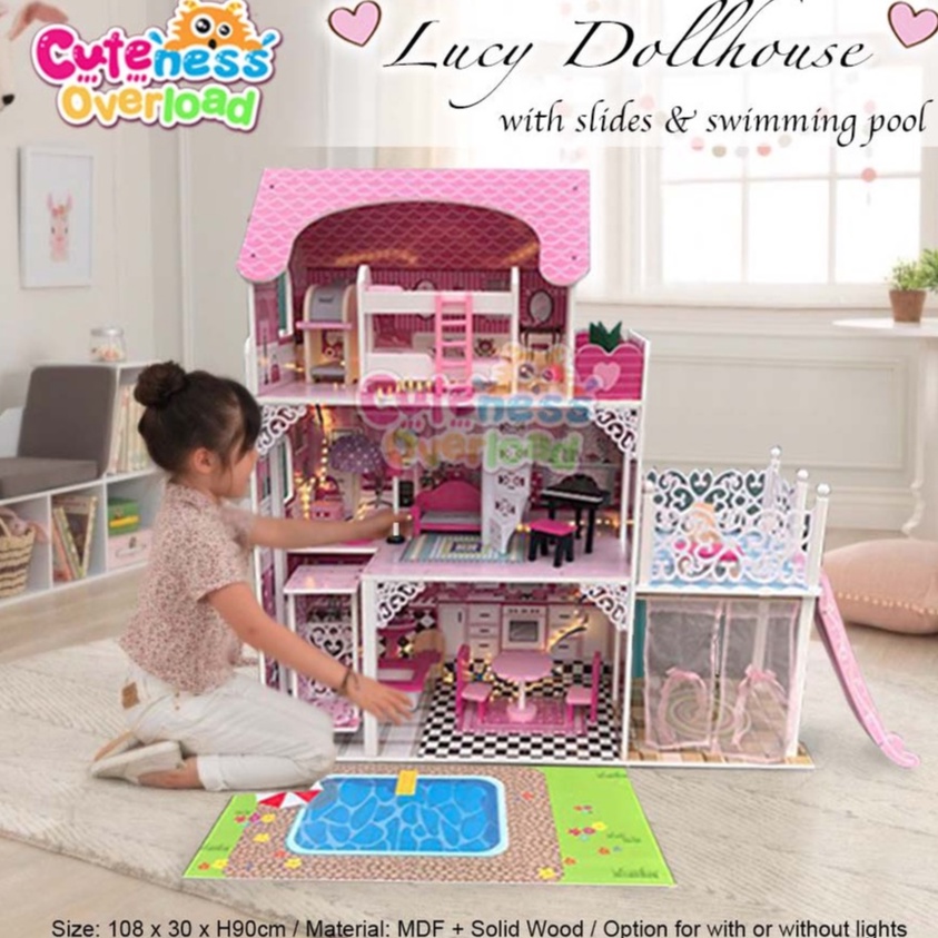 Doll house with swimming hot sale pool