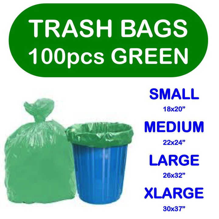 Green colored trash clearance bags