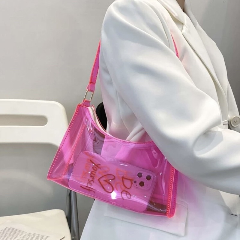 Hot pink cheap clear bag