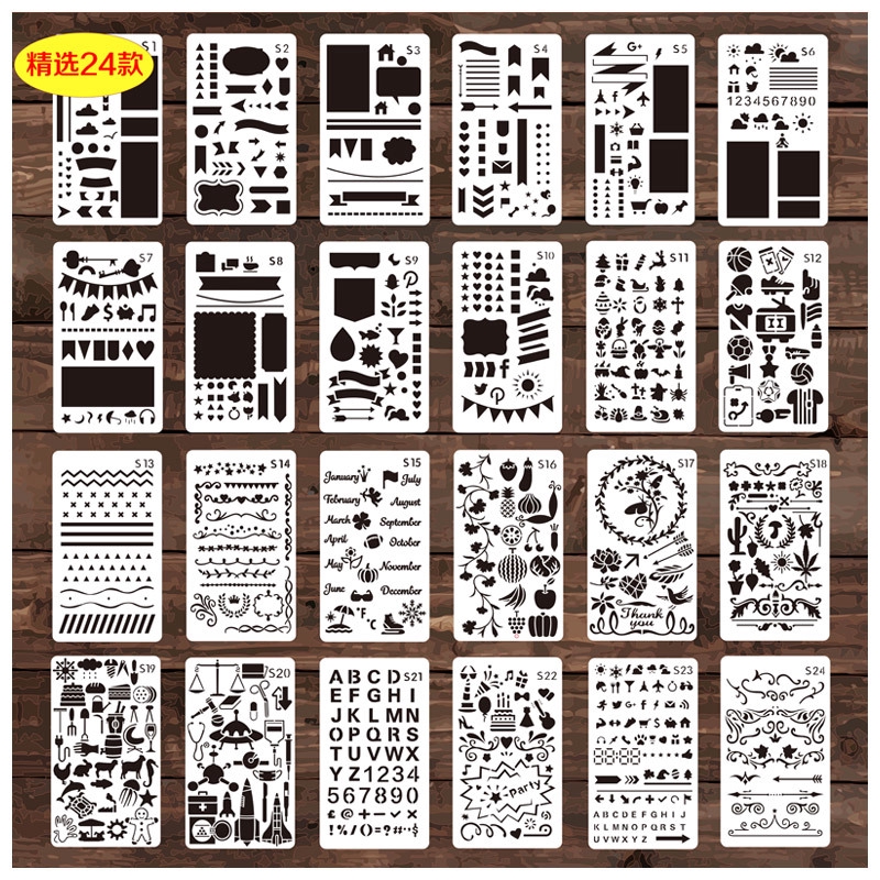 Bullet Journal Stencil Set Reusable Plastic Stencils for Journaling,painting,scrapbooking,diary,arts,crafts  Numbers,letters,shapes,patterns 