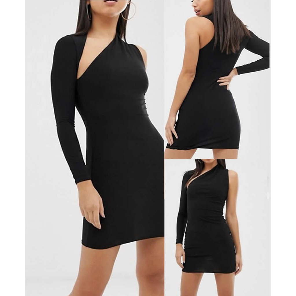 One shoulder long sleeve bodycon dress hot sale