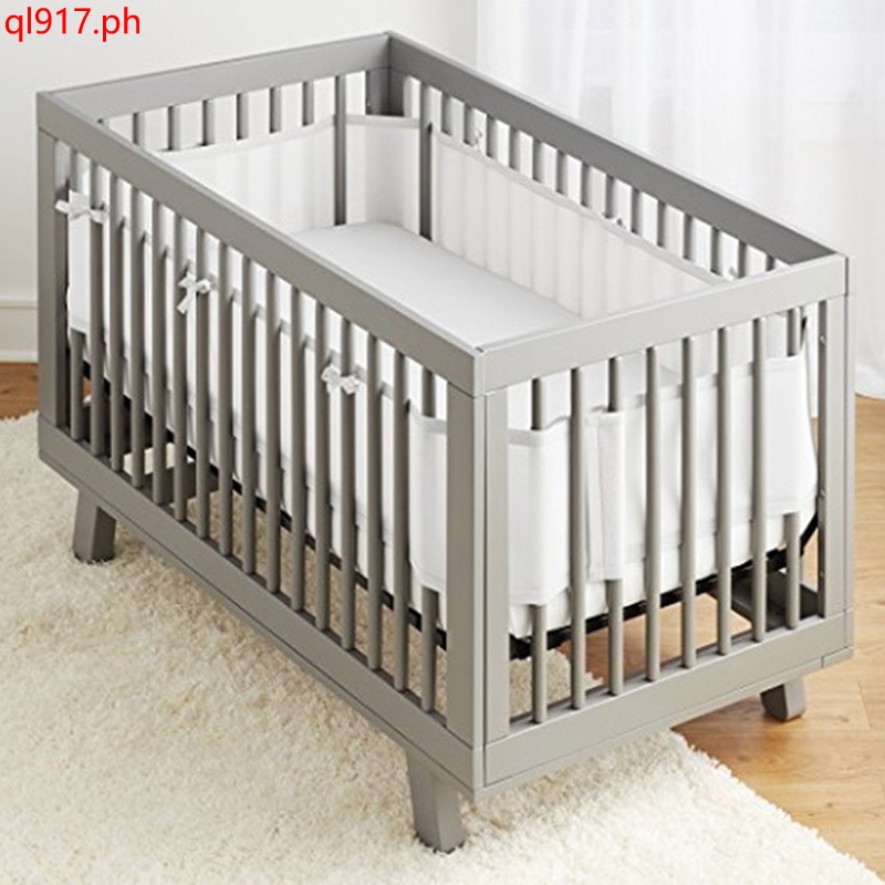 Grey cot cheap bed bumper