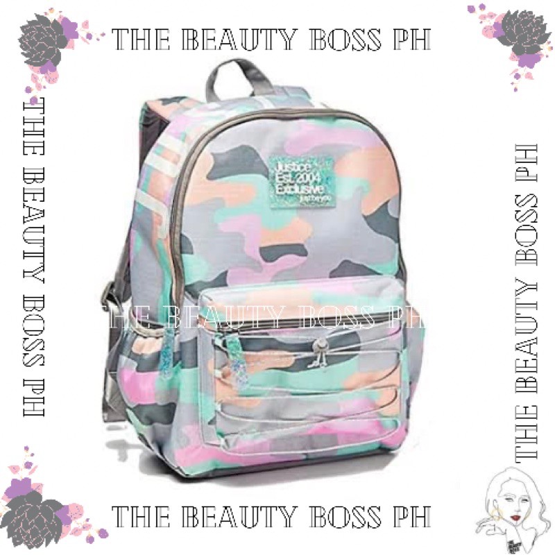 Justice pastel camo online backpack