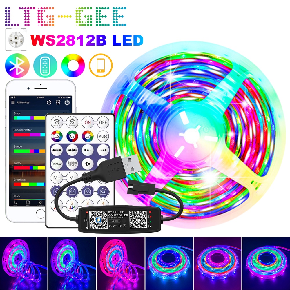 5V USB Strip Light RGB5050 Bluetooth Flexible Diode Color Changing RGBIC  Ws2812b LED Strip TV Backlight