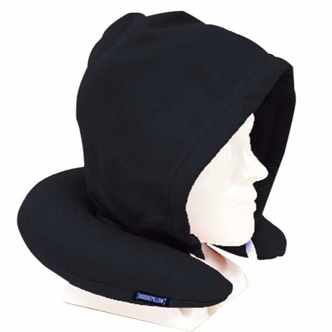 Neck pillow with store hood