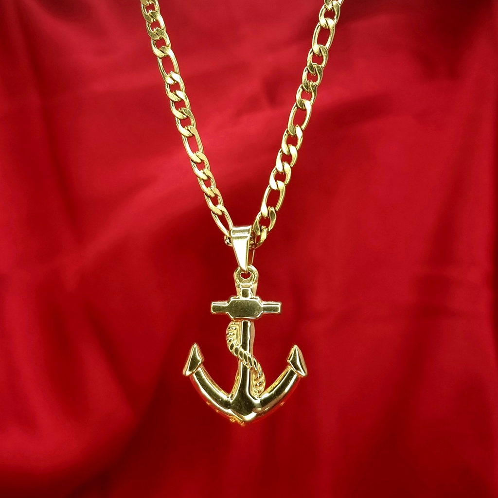 Gold anchor necklace on sale mens