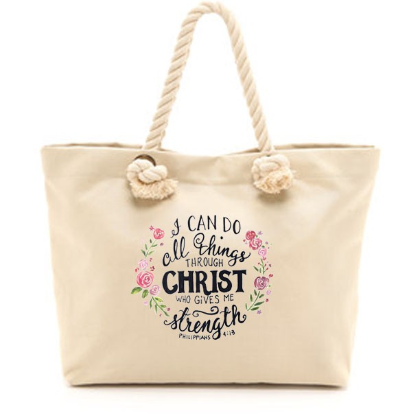 Rope handle tote discount bag