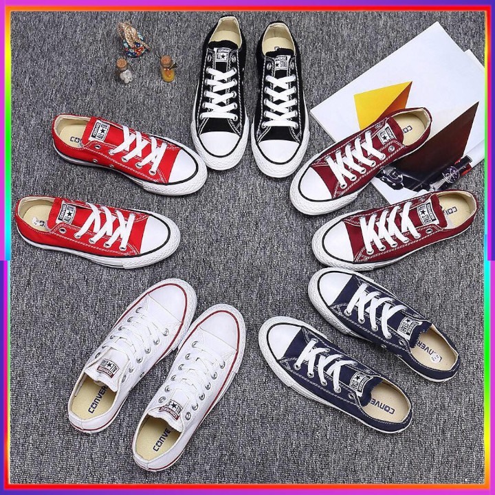 Converse unisex maroon top and black canvas shoes