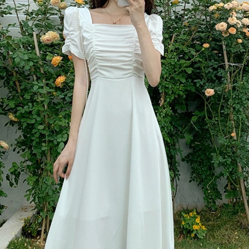 White Puff Dress - ワンピース