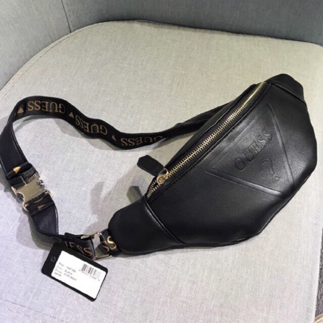 Waist bag 2024 guess leather black